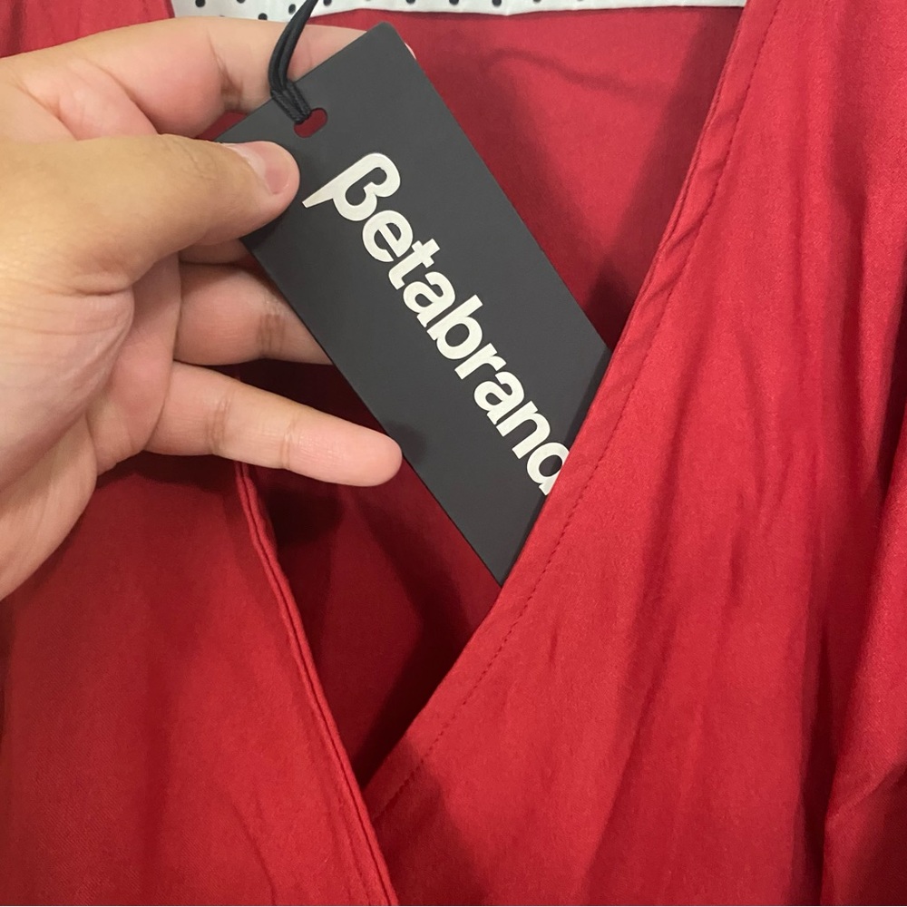 Betabrand Carol Jean Wrap Dress Red‎ Midi Size 2X - Picture 5 of 9